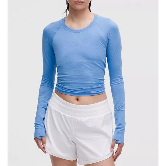 Lululemon Swiftly Tech Long Sleeve Running T-Shirt 2.0 Race Length Blue 8 - Picture 1 of 7